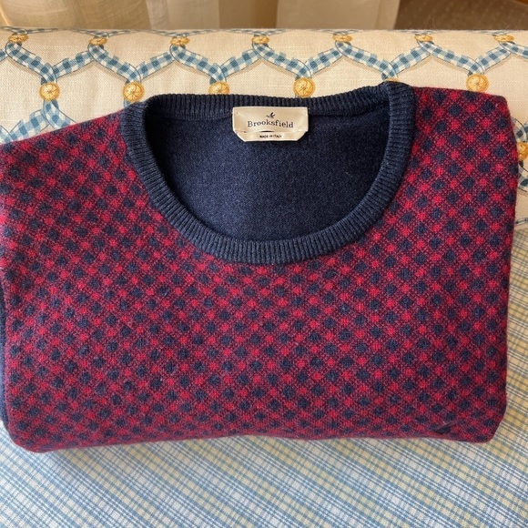 Brooksfield Other - EUC Brookfield 100% Merino Wool Sweater Navy & Burgundy Size 50/M